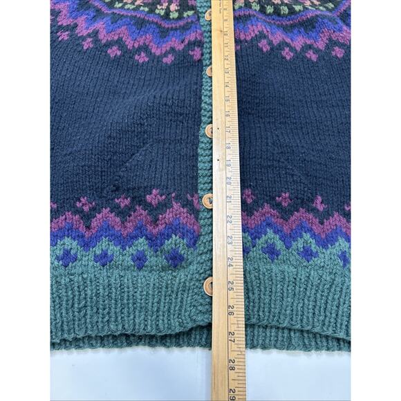 Chunky Handknit Style Cardigan Sweater Cottagecore Pattern Whimsical Women XL - Picture 8 of 9